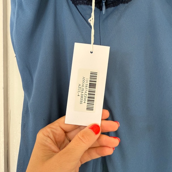 REFORMATION Blue Lace Trim Slip Dress - Picture 11 of 13